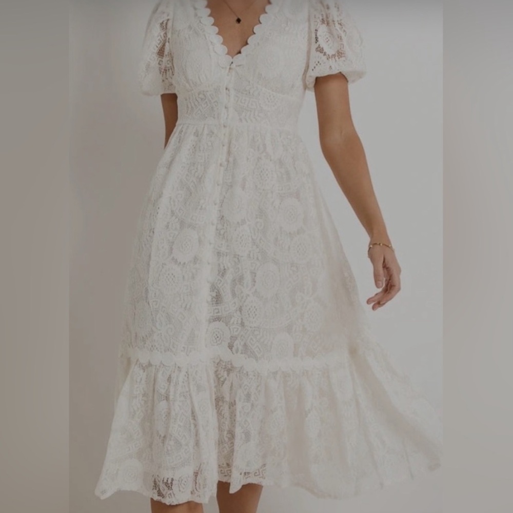 By the River Chic White Lace Midi Dress🌺🌺🌺 - Picture 3 of 7